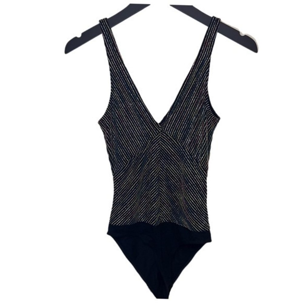 Zara Sparkly Glitter Multicolor Stripe Bodysuit